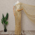 Golden Premium French Metallic Chantilly Lace Saree with Stone Work, Width 110 Cms, 5.5 Mtrs, France-D25590