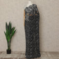 Black Premium French Chantilly Saree Lace with Stone Work 5.5 Mtrs Length, Width 110 Cms and Made in France-D27182