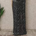 Black Premium French Chantilly Saree Lace with Stone Work 5.5 Mtrs Length, Width 110 Cms and Made in France-D27182