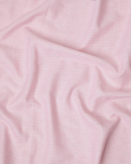 قماش كتان نقي فاخر مخطط باللون الوردي، 150 سم، الهند - D25159