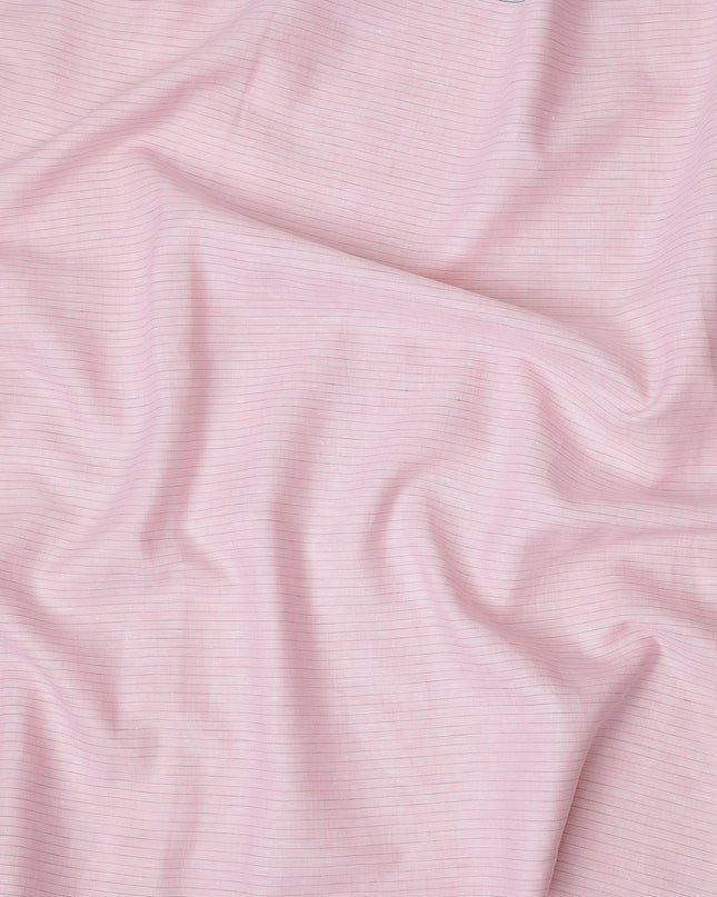 قماش كتان نقي فاخر مخطط باللون الوردي، 150 سم، الهند - D25159