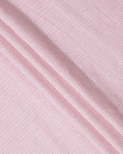 قماش كتان نقي فاخر مخطط باللون الوردي، 150 سم، الهند - D25159