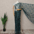 Teal Green Premium French Chantilly Lace Saree Fabric 5.5 Mtrs with 110 Cms Width – Imported from France-D25646