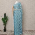 French Chantilly Lace Saree Piece - Powder Blue