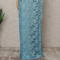 Sky Blue Premium French Metallic Chantilly Lace Saree Fabric – 5.5 Meters Length, 110 Cms Width, Imported from France-D25718