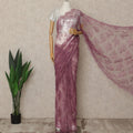 Mauve Premium French Metallic Chantilly Saree Lace with Stone Work 5.5 Mtrs Length, Width 110 Cms and Made in France-D27185