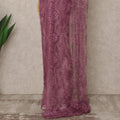 Mauve Premium French Metallic Chantilly Saree Lace with Stone Work 5.5 Mtrs Length, Width 110 Cms and Made in France-D27185