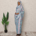 Blue Fransawi Traditional Sudanese Thobe with 4.5 Mtrs Pure French Silk Chiffon & Metallic Lurex Fabric, Width 140 Cms, Made in France-D24489 - Regal Fabrics