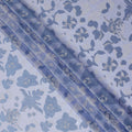 Powder Blue Floral Metallic Lurex Design Premium French Silk Chiffon Fabric, 110 Cms Width, Made in France-D25739