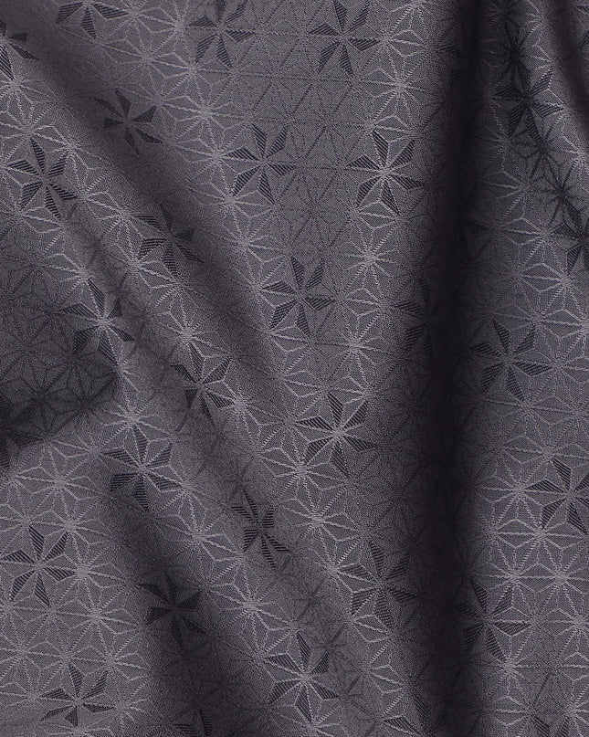Grey Premium Swiss 100% Cotton Shirting Fabric with Geometric Pattern, Width 150 Cms, Made in Switzerland-D25030