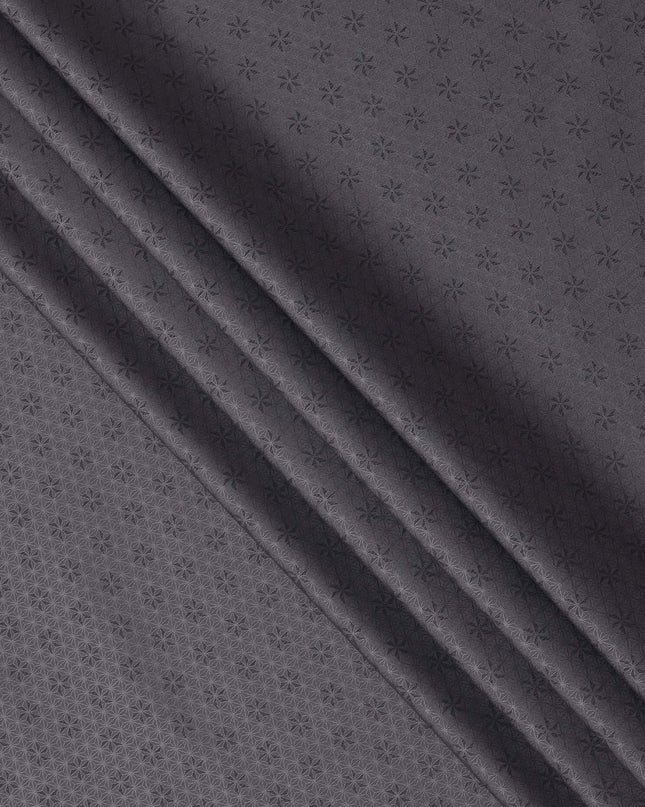 Grey Premium Swiss 100% Cotton Shirting Fabric with Geometric Pattern, Width 150 Cms, Made in Switzerland-D25030
