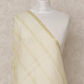 Cream Gold Subtle Striped Weave Tussar Silk Dupatta, 225X85 Cms, Made in India-D25803
