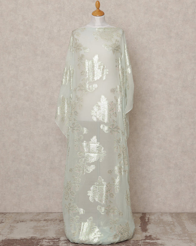 Mint Green Somali Silk Chiffon Dirac Fabric with Metallic Lurex – 3.5 Mtrs, Width 140 Cms, Made in South Korea-D24568 Regal Fabrics
