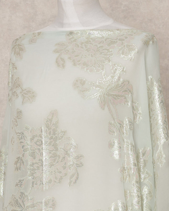 Mint Green Somali Silk Chiffon Dirac Fabric with Metallic Lurex – 3.5 Mtrs, Width 140 Cms, Made in South Korea-D24568 Regal Fabrics