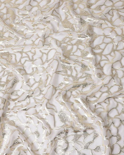 White Burnout Silk Chiffon Garbasaar 2 Meter Piece