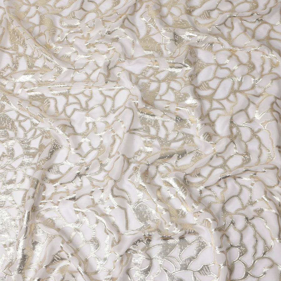White Burnout Silk Chiffon Garbasaar 2 Meter Piece