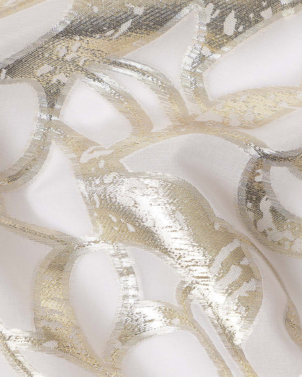 White Burnout Silk Chiffon Garbasaar 2 Meter Piece