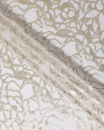 White Burnout Silk Chiffon Garbasaar 2 Meter Piece