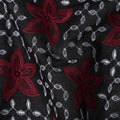 Black Floral Embroidered Cotton Voile Fabric 110cm