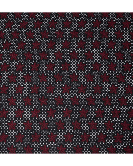 Black Floral Embroidered Cotton Voile Fabric 110cm