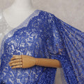 French Chantilly Lace Saree Piece - Sapphire Blue