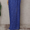 French Chantilly Lace Saree Piece - Sapphire Blue