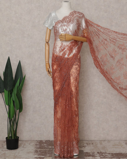 Antique Copper French Chantilly Lace Saree