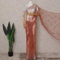 French Chantilly Lace Saree Piece - Rustic Copper
