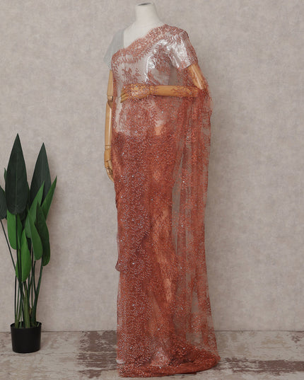 French Chantilly Lace Saree Piece - Rustic Copper
