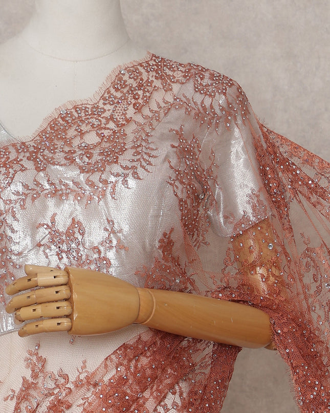Antique Copper French Chantilly Lace Saree