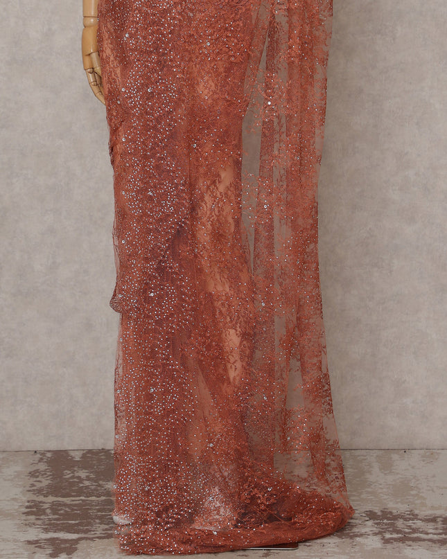 Antique Copper French Chantilly Lace Saree