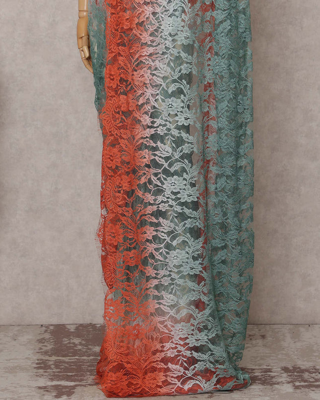 Coral Sage Ombre Lace Saree Piece
