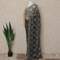 Black Metallic French Chantilly Saree Lace Elegant Floral Net Design 5.5 Mtrs Length 110 Cms Width Premium Soft Sheer Fabric France Origin-D28906 Regal Fabrics