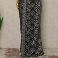 Black Metallic French Chantilly Saree Lace Elegant Floral Net Design 5.5 Mtrs Length 110 Cms Width Premium Soft Sheer Fabric France Origin-D28906 Regal Fabrics