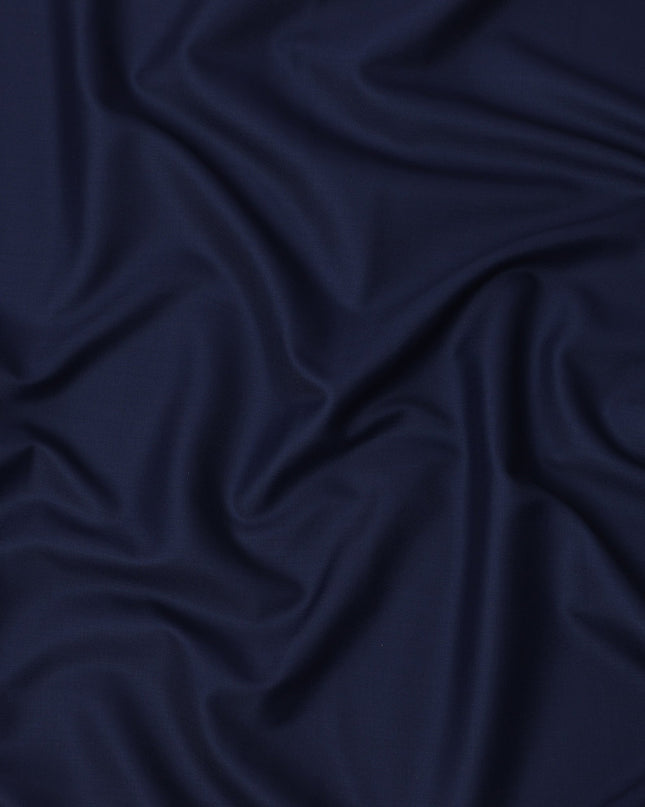 Navy Blue Solid Italian Super 150's Blended Wool Suiting Fabric, 150 Cms, Italy-D24697
