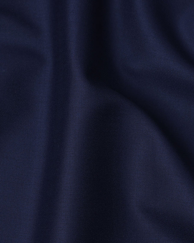 Navy Blue Solid Italian Super 150's Blended Wool Suiting Fabric, 150 Cms, Italy-D24697