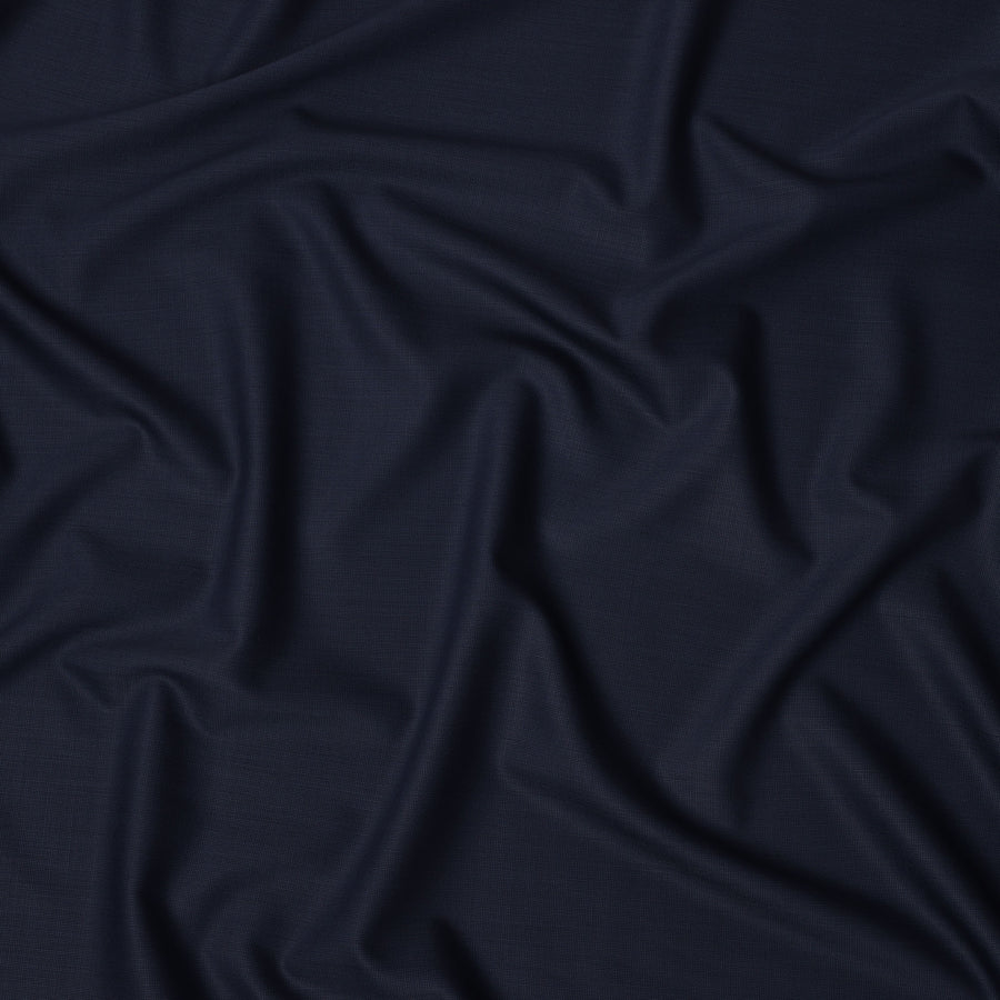 Navy Blue Solid Italian Wool Suiting Fabric, 150 Cms, Italy-D25136