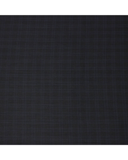 Dark Grey with Blue Check Italian Wool Suiting Fabric, 150 Cms, Italy-D25132