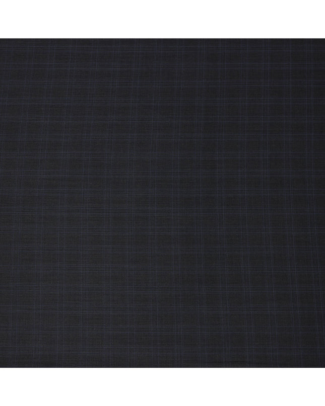 Dark Grey with Blue Check Italian Wool Suiting Fabric, 150 Cms, Italy-D25132