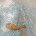 Ice Blue Premium French Chantilly Lace Saree with Stone Work – 5.5 Meters Fabric Length, Width 110 cm, Imported from France  & Blouse Not Included-D26588