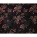 Black Base Multicolor Floral Bouquet Printed Pure Silk Satin Fabric 140 Cms Width Made in South Korea-D24929
