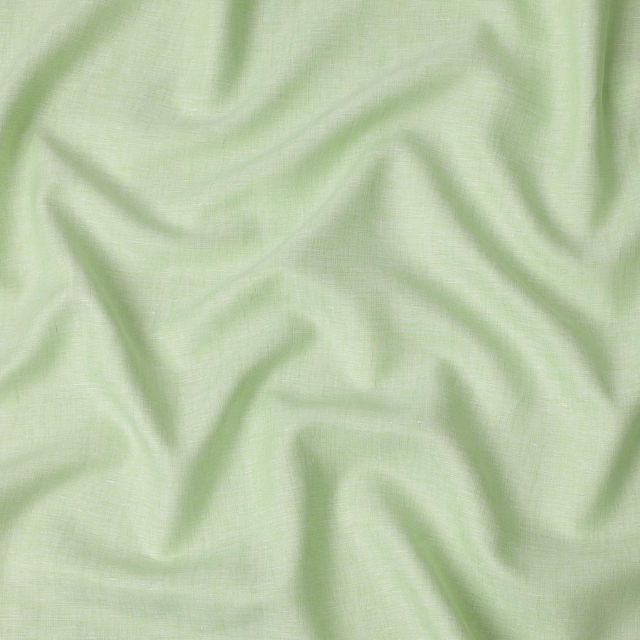 قماش كتان نقي فاخر باللون الأخضر الفاتح، تصميم سادة، 60 ليا، عرض 150 سم، الهند - D25553