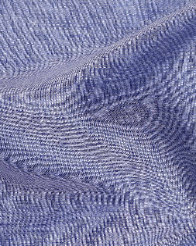 Blue Premium Pure Linen Fabric 60 Lea Plain Solid Design, 150 Cms Width, India-D25552