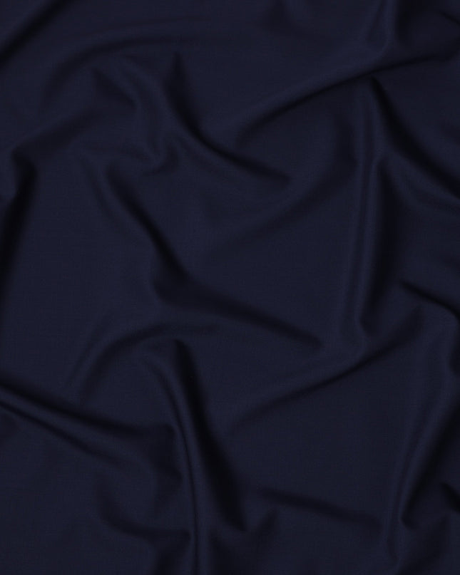 Midnight Blue Plain Blended Super 140's Wool Suiting Fabric 3.5 Mtrs, 150 Cms, India-D24950 Regal Fabrics