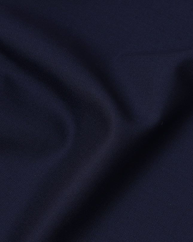 Midnight Blue Plain Blended Super 140's Wool Suiting Fabric 3.5 Mtrs, 150 Cms, India-D24950 Regal Fabrics