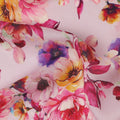 Pink Floral Viscose Crepe Fabric 110cm - 0432114