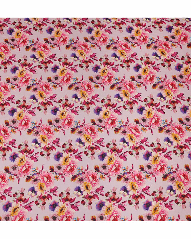 Pink Floral Viscose Crepe Fabric 110cm - 0432114