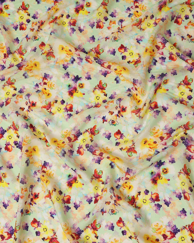 Green Floral Jacquard Viscose Crepe 110cm
