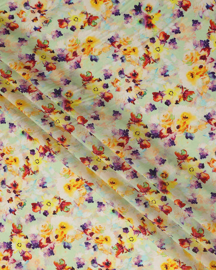 Green Floral Jacquard Viscose Crepe 110cm