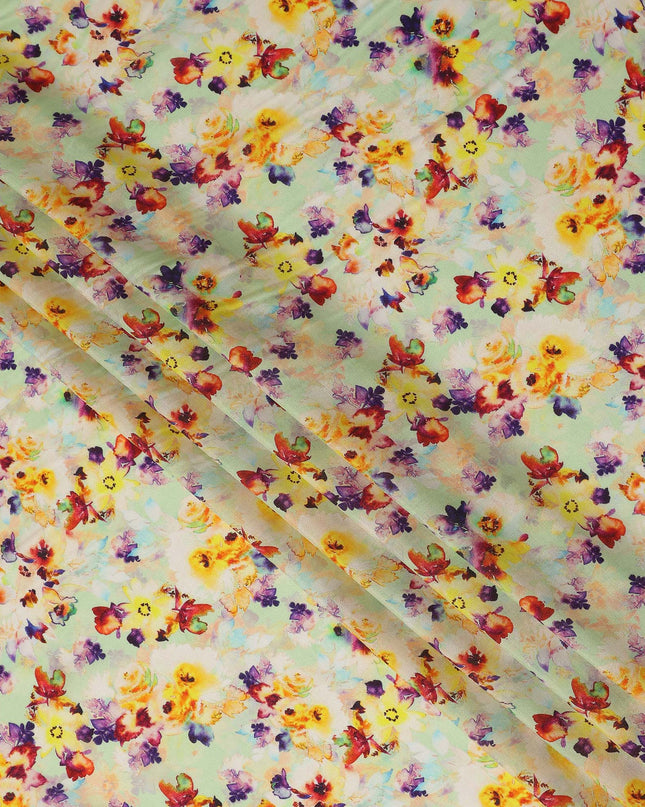 Green Floral Jacquard Viscose Crepe 110cm